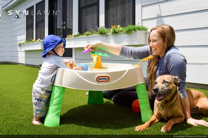 image of SYNLawn Calgary CA pets artificial grass safe for family dogs and kids